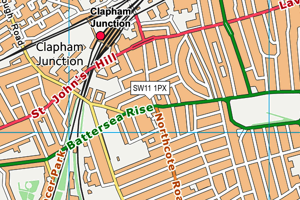 SW11 1PX map - OS VectorMap District (Ordnance Survey)