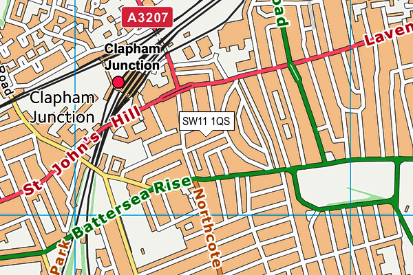 SW11 1QS map - OS VectorMap District (Ordnance Survey)