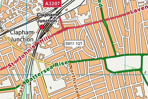 SW11 1QT map - OS VectorMap District (Ordnance Survey)