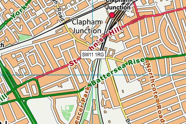 SW11 1RG map - OS VectorMap District (Ordnance Survey)