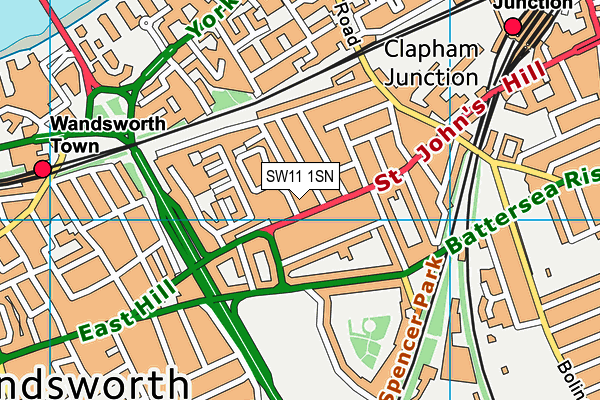 SW11 1SN map - OS VectorMap District (Ordnance Survey)