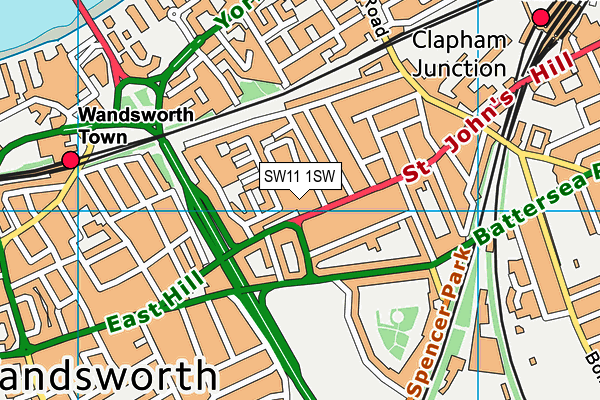 SW11 1SW map - OS VectorMap District (Ordnance Survey)