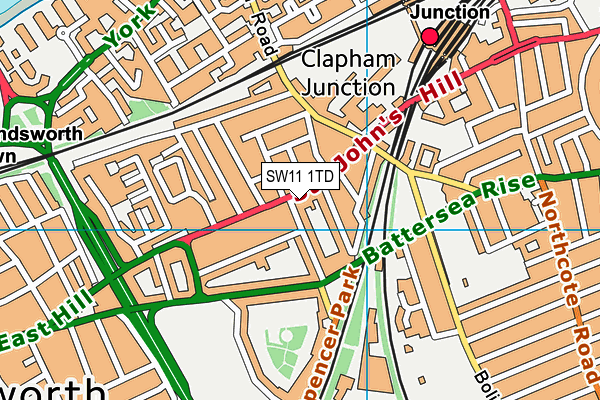 SW11 1TD map - OS VectorMap District (Ordnance Survey)