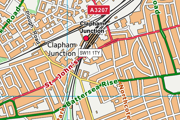 SW11 1TY map - OS VectorMap District (Ordnance Survey)