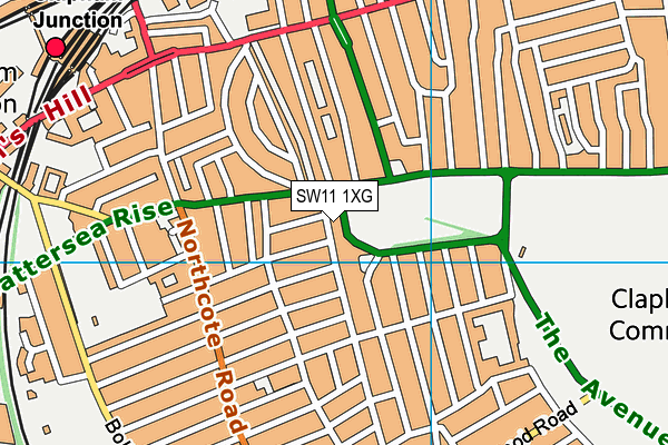 SW11 1XG map - OS VectorMap District (Ordnance Survey)