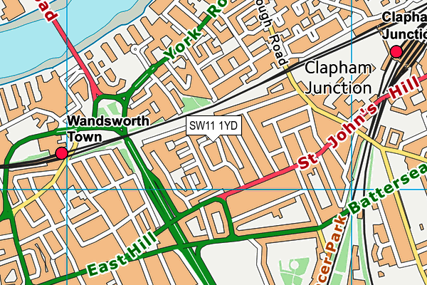 SW11 1YD map - OS VectorMap District (Ordnance Survey)