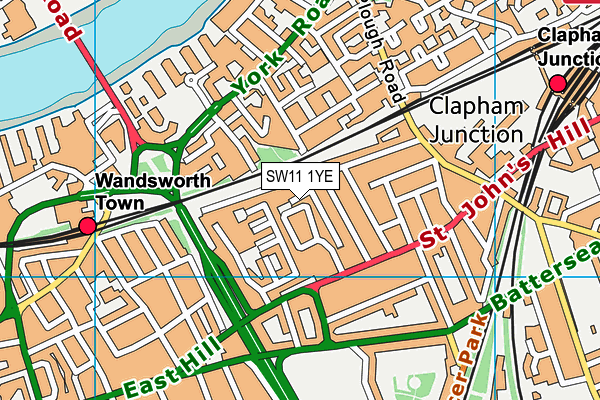 SW11 1YE map - OS VectorMap District (Ordnance Survey)