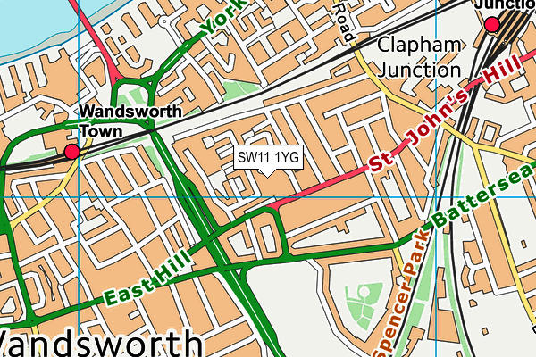 SW11 1YG map - OS VectorMap District (Ordnance Survey)