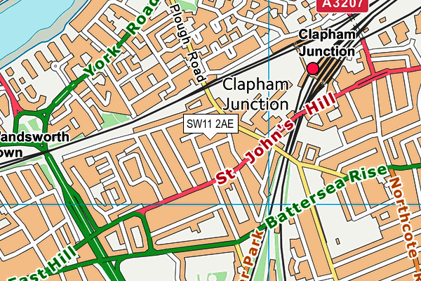 SW11 2AE map - OS VectorMap District (Ordnance Survey)