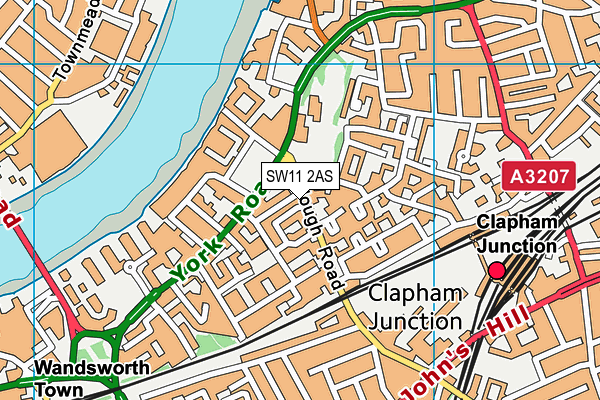 SW11 2AS map - OS VectorMap District (Ordnance Survey)