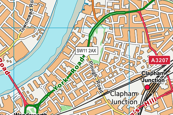 SW11 2AX map - OS VectorMap District (Ordnance Survey)