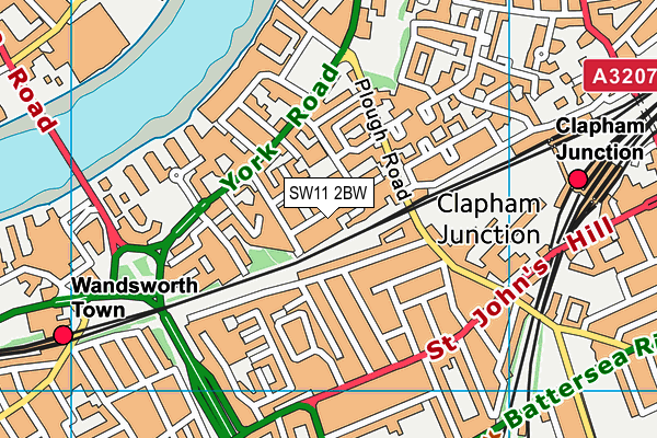 SW11 2BW map - OS VectorMap District (Ordnance Survey)