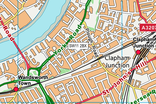 SW11 2BX map - OS VectorMap District (Ordnance Survey)