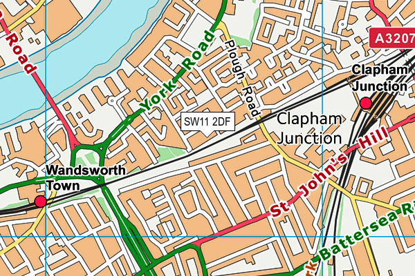 SW11 2DF map - OS VectorMap District (Ordnance Survey)