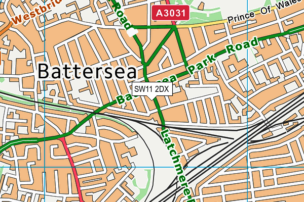 SW11 2DX map - OS VectorMap District (Ordnance Survey)
