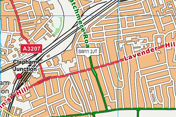 SW11 2JT map - OS VectorMap District (Ordnance Survey)