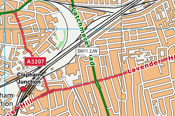 SW11 2JW map - OS VectorMap District (Ordnance Survey)