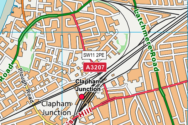 SW11 2PE map - OS VectorMap District (Ordnance Survey)