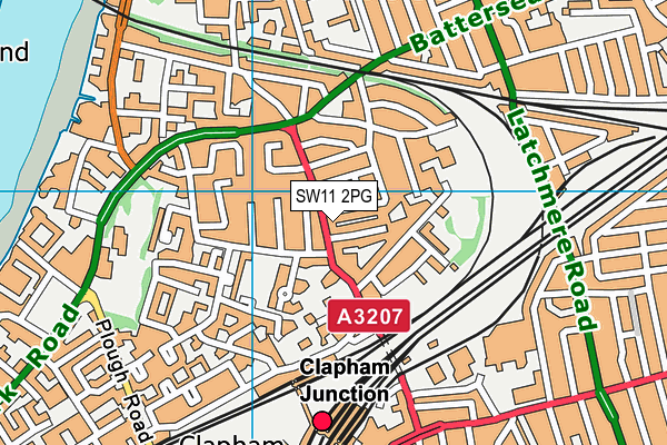 SW11 2PG map - OS VectorMap District (Ordnance Survey)