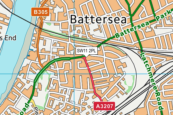 SW11 2PL map - OS VectorMap District (Ordnance Survey)