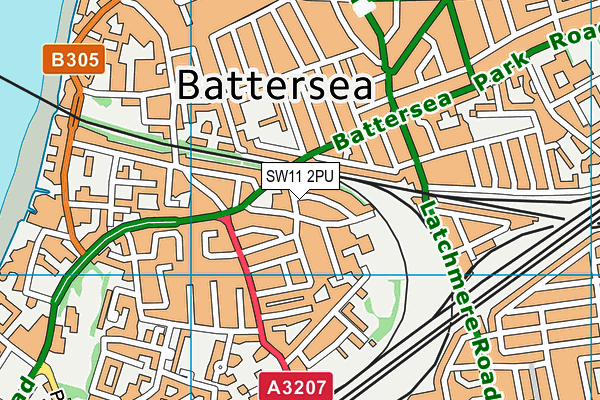 SW11 2PU map - OS VectorMap District (Ordnance Survey)