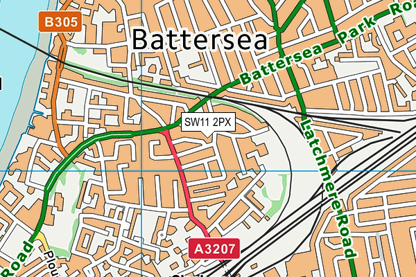 SW11 2PX map - OS VectorMap District (Ordnance Survey)