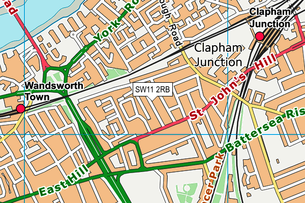 SW11 2RB map - OS VectorMap District (Ordnance Survey)