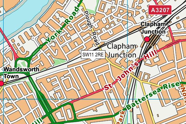 SW11 2RE map - OS VectorMap District (Ordnance Survey)