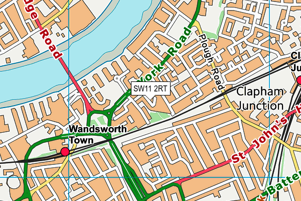 SW11 2RT map - OS VectorMap District (Ordnance Survey)