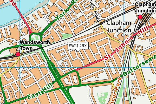 SW11 2RX map - OS VectorMap District (Ordnance Survey)