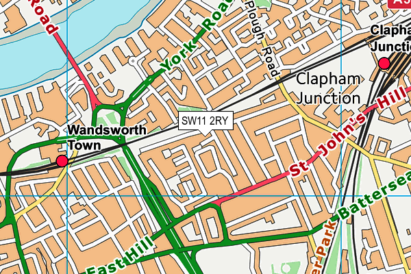 SW11 2RY map - OS VectorMap District (Ordnance Survey)