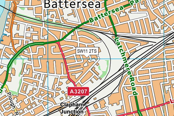 SW11 2TS map - OS VectorMap District (Ordnance Survey)