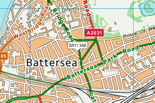 SW11 3AB map - OS VectorMap District (Ordnance Survey)