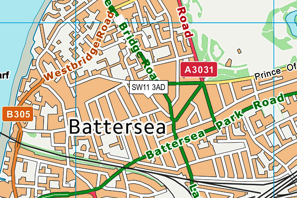 SW11 3AD map - OS VectorMap District (Ordnance Survey)