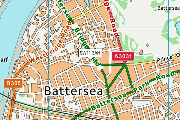 SW11 3AH map - OS VectorMap District (Ordnance Survey)