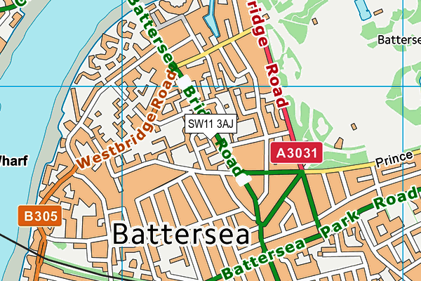 SW11 3AJ map - OS VectorMap District (Ordnance Survey)