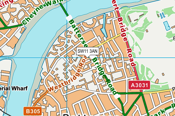 SW11 3AN map - OS VectorMap District (Ordnance Survey)