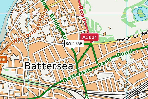 SW11 3AR map - OS VectorMap District (Ordnance Survey)