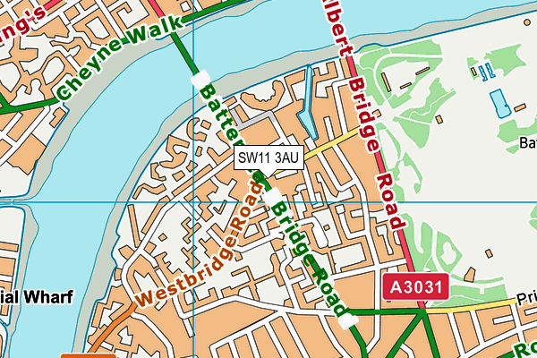 SW11 3AU map - OS VectorMap District (Ordnance Survey)