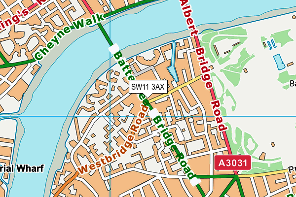 SW11 3AX map - OS VectorMap District (Ordnance Survey)