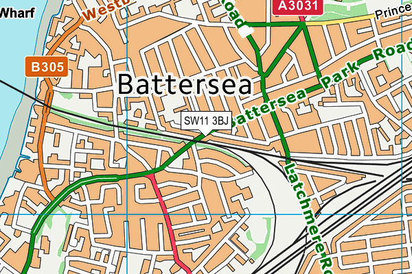 SW11 3BJ map - OS VectorMap District (Ordnance Survey)