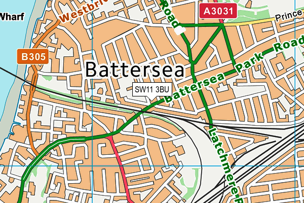 SW11 3BU map - OS VectorMap District (Ordnance Survey)