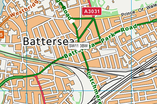 SW11 3BW map - OS VectorMap District (Ordnance Survey)