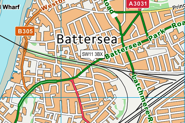 SW11 3BX map - OS VectorMap District (Ordnance Survey)