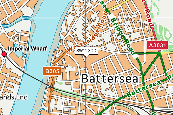 SW11 3DD map - OS VectorMap District (Ordnance Survey)