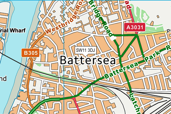 SW11 3DJ map - OS VectorMap District (Ordnance Survey)