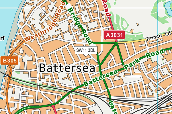 SW11 3DL map - OS VectorMap District (Ordnance Survey)