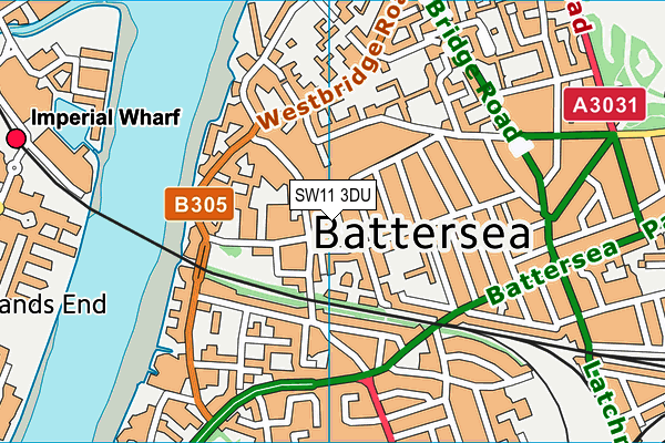 SW11 3DU map - OS VectorMap District (Ordnance Survey)