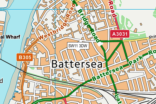 SW11 3DW map - OS VectorMap District (Ordnance Survey)