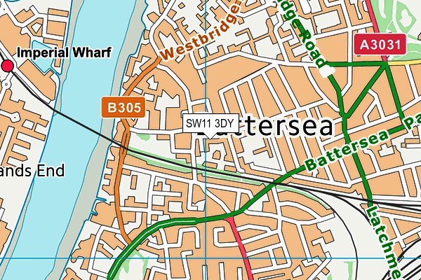 SW11 3DY map - OS VectorMap District (Ordnance Survey)